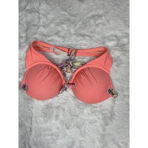 Victoria's Secret Swim Bikini Top Size 32A Coral Padded Push Up Halter 3399